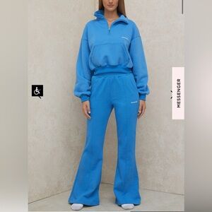 House of CB‎ Oli blue flare leg track wide leg sweat pants